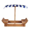 Kids Sandbox With Adjustable Cover, Sand Box With 2 Foldable Bench Seats, Outdoor Sandpit For Backyard Play - Light Brown - Image 11