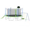 14Ft Trampoline With Slide And Swings, Astm Approved Large Recreational Trampoline With Basketball Hoop And Ladder, Outdoor Backyard Trampoline With Net, Capacity For Kids And Adults - Green / Blue - Image 12