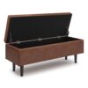 Shay - Mid Century Rectangular Storage Ottoman - Distressed Saddle Brown - Image 3