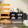 Modern Sideboard Buffet With Plenty Of Storage Space, Anti-Tilt Mechanism, Elegant Handles, Silent Magnetic Closure And Eco-Friendly Finish For Kitchen, Dining Room And Living Room - Black - Image 5