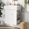 Modern Floating Bathroom Vanity With Ceramic Basin Perfect For Small Bathrooms, Right Side Storage - White - Image 9