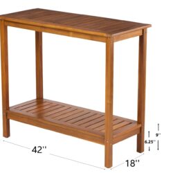 Workstation For Garden Balcony Garage, Acacia Console Potting Table - Light Brown