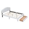 Queen Size Upholstered Platform Bed With Drawer - White - Image 3