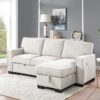Estelle - Fabric Reversible Sleeper Sectional With Storage Chaise Drop-Down Table 2 Cup Holders And 2 USB Ports - Beige - Image 6