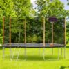 14Ft Powder-Coated Advanced Trampoline With Basketball Hoop Inflator And Ladder (Outer Safety Enclosure) - Orange - Image 7