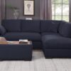 Joshua - Woven Fabric Sectional Sofa With Right Facing Chaise and Console Ottoman - Dark Gray - Image 8