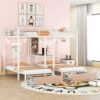 Full Over Twin & Twin Triple Bunk Bed With Drawers, Multi-Functional Frame With Desks And Shelves In The Middle - White - Image 11