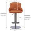 Black Titanium Stainless Steel Bar Stool, Grade Modern Leather Bar Chair With Backrest, Swivel Adjustable Height For Kitchen Counter And Dining Room - Orange - Image 5