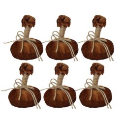 Pumpkin Ornament For Holiday Harvest Festival Fall Festival & Thanksgiving (Set of 6) - Brown Multi
