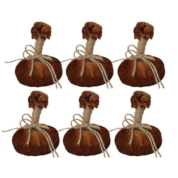 Pumpkin Ornament For Holiday Harvest Festival Fall Festival & Thanksgiving (Set of 6) - Brown Multi