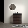 Alice - 30" Walnut Bathroom Vanity With Sink, Large Storage Freestanding Bathroom Vanity For Modern Bathroom, One-Piece Sink Basin Without Drain And Faucet - Walnut / Black - Image 2