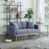 Easton - Linen Fabric Loveseat With USB Charging Ports Pockets And Pillows - Dark Gray - Image 4
