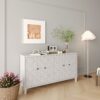 Accent Cabinet 4 Door Wooden Cabinet Sideboard Buffet Server Cabinet Storage Cabinet, For Living Room, Entryway, Hallway, Office, Kitchen And Dining Room - White Wash - Image 4