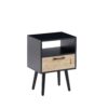 15.75" Rattan End Table With Drawer And Solid Wood Legs, Modern Nightstand, Side Table For Living Room, Bedroom - Black - Image 9