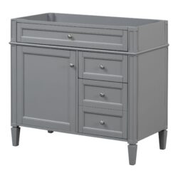 Bathroom Vanity Without Top Sink, Modern Bathroom Storage Cabinet With 2 Drawers And A Tip-Out Drawer, Frame (Not Include Basin Sink) - Gray