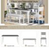 6 Piece Dining Set Classic And Traditional Style, Includes Dining Table, 4 Upholstered Chairs & Bench - White / Gray - Image 5