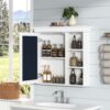 Bathroom Medicine Cabinet With Mirror, Wall Mounted Mirror Cabinet & Storage Organizer, Over The Toilet Storage White Storage Cabinet For Bathroom - White - Image 4