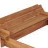 Kids Sandbox With Adjustable Cover, Sand Box With 2 Foldable Bench Seats, Outdoor Sandpit For Backyard Play - Light Brown - Image 14