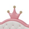Full Size Lovely Crown Fantasy Leather Princess Bed With Tufted Headboard - Pink / Cream - Image 2