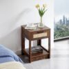 15.75" Rattan End Table With Drawer, Modern Nightstand, Side Table For Living Room, Bedroom - Rustic Brown - Image 20