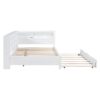 Wooden Full Size Daybed With Twin Size Trundle, Daybed With Storage Shelf And USB Charging Ports - White - Image 12