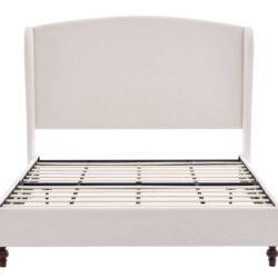 Windsor - Queen Tall Headboard Upholstered Wingback, Premium Textured, Minimalist Designs No Box Spring Needed - Ivory