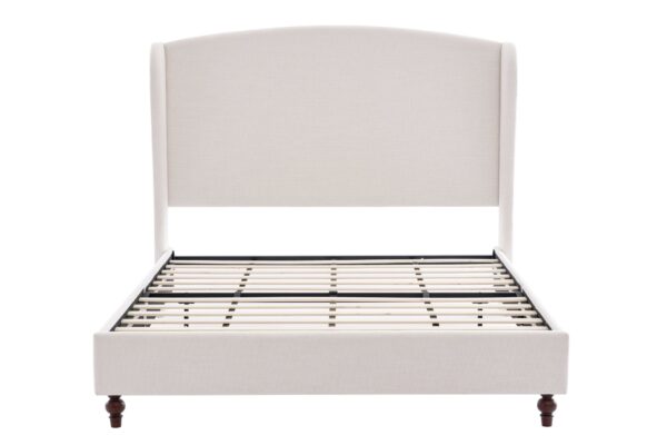 Windsor - Queen Tall Headboard Upholstered Wingback, Premium Textured, Minimalist Designs No Box Spring Needed - Ivory