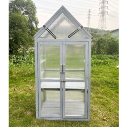 Mini Greenhouse Kit, Outdoor Small Green House, Wood, Plant Stand For Indoor Garden & Patio Balcony Apartments Porch Terrace Outsid Accessories, Uv-Resistant - Gray
