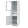 Tall Bathroom Storage Cabinet With Glass Doors, Free-Standing, Two Drawers, And Adjustable Shelves, MDF Board, Painted Perfect For Displaying Your Favorite Items - White - Image 14
