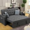 William - Modern Fabric Sleeper Sofa With 2 USB Charging Ports And 4 Accent Pillows - Gray - Image 5