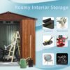 Outdoor Metal Storage Shed With Metal Floor Base, With Window - Coffee - Image 6