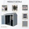 8 X 4Ft Resin Outdoor Storage Shed With Two - Window And Double - Door, Plastic Shed With Floor For Gargen, Patio, Yard, Lawn - Gray - Image 6