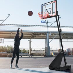 Portable Basketball Hoop Basketball System Adjustable For Youth Adults LED Basketball Hoop Lights, Colorful Lights, Waterproof, Super Bright To Play At Night Outdoors, Good Gift For Kids - Black