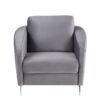 Sofia - Velvet Fabric Sofa, Loveseat, Chair Living Room (Set of 3) - Gray - Image 6