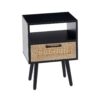 15.75" Rattan End Table With Drawer And Solid Wood Legs, Modern Nightstand, Side Table For Living Room, Bedroom - Black - Image 8