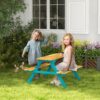 Outsunny - Kids Picnic Table Set With Wooden Table, Outdoor Bench Set With Seating For 4 Kids Ages 3-8 Years Old For Patio Garden, Easy Installation, Outdoor Indoor Use - Natural Wood - Image 2