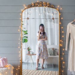 Lavish - Full Length Mirror, AntiqueMetal Floor Mirror For Living Room, Bedroom - Gold
