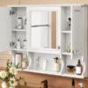 Wall Mounted Bathroom Medicine Cabinet, Modern Bathroom Wall Cabinet With Mirror, Mirror Cabinet With Open Shelves - White - Image 23