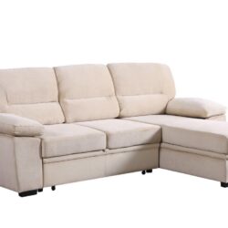 Kipling - Velvet Fabric Reversible Sleeper Sectional Sofa Chaise - Beige