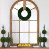 Large Arched Accent Mirror With Frame With Decorative Window Look Classic Architecture Style Solid Fir Wood Interior Decor - Brown - Image 3