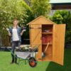 Wooden Shed Natural For Backyard Garden Big Spire Tool Storage - Natural - Image 3