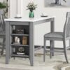3-Piece Counter Height Dining Table Set With Built-In Storage Shelves, One Faux Marble Top Dining Table And 2 Counter Chairs With Footrest - Gray - Image 11