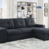 Lucas - Linen Sleeper Sectional Sofa With Reversible Storage Chaise - Dark Gray - Image 5