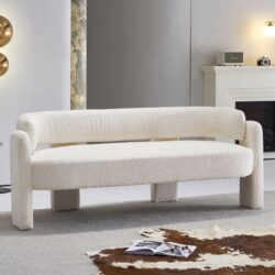 Boucle Upholstery Modern Sofa For Living Room - Beige