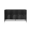 Accent Lacquered 4 Door Wooden Cabinet Sideboard Buffet Server Cabinet Storage Cabinet, For Living Room, Entryway, Hallway, Office, Kitchen And Dining Room - Matte Black - Image 6