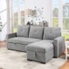 Serenity - Fabric Reversible Sleeper Sectional Sofa With Storage Chaise - Gray - Image 4