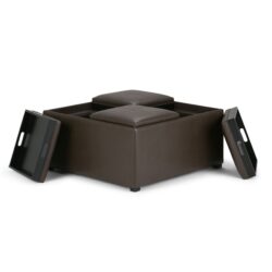 Avalon - Square Coffee Table Storage Ottoman - Chocolate Brown