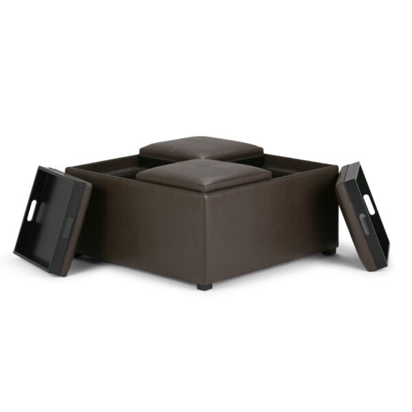 Avalon - Square Coffee Table Storage Ottoman - Chocolate Brown