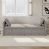 Modern Upholstered Chaise Lounger Daybed Small Single Daybed With 2 Drawers, No Mattress Needed, Perfect For Living Rooms & Home Office, Linen Fabric - Gray - Image 5