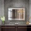 40*30" LED Bathroom Beveled Mirror, 3000 - 6000K Gradient Front And Backlit LED Mirror For Bathroom, 3 Colors Dimmable, Ip54 Enhanced Anti - Fog, Hanging Plates Wall Mount Lighted Mirror - Gray - Image 6